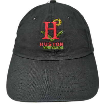 Huston Vineyards Baseball Cap Black One Size Strapback Embroidered Logo Hat