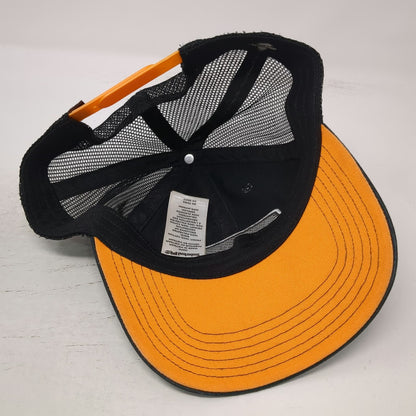 Timberland PRO Trucker Hat Black One Size Mesh Back Orange Snapback Patch Hat