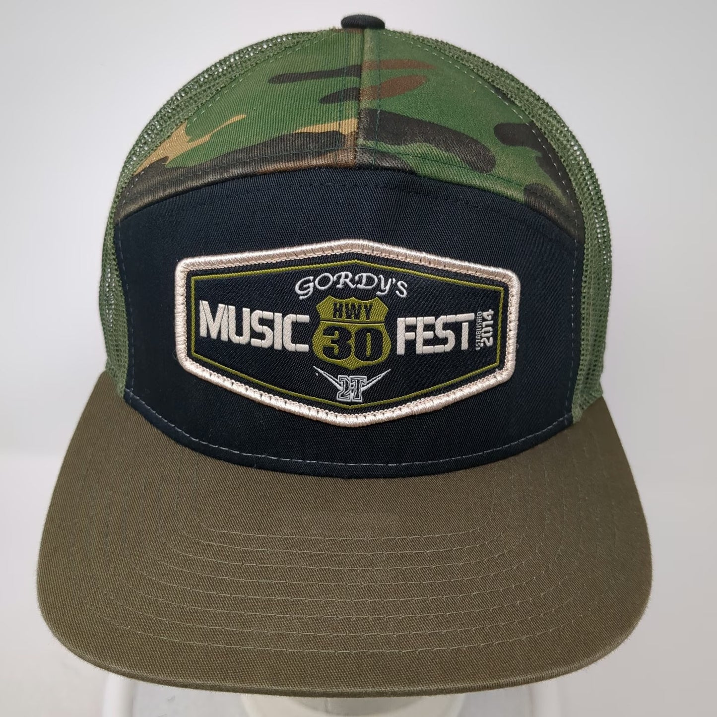 Richardson Trucker Hat Green One Size Gordy's Hwy 30 Music Fest Camo Snapback