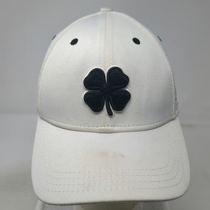 Black Clover Baseball Cap White XL Live Lucky Fitted Clover Embroidered Golf Hat