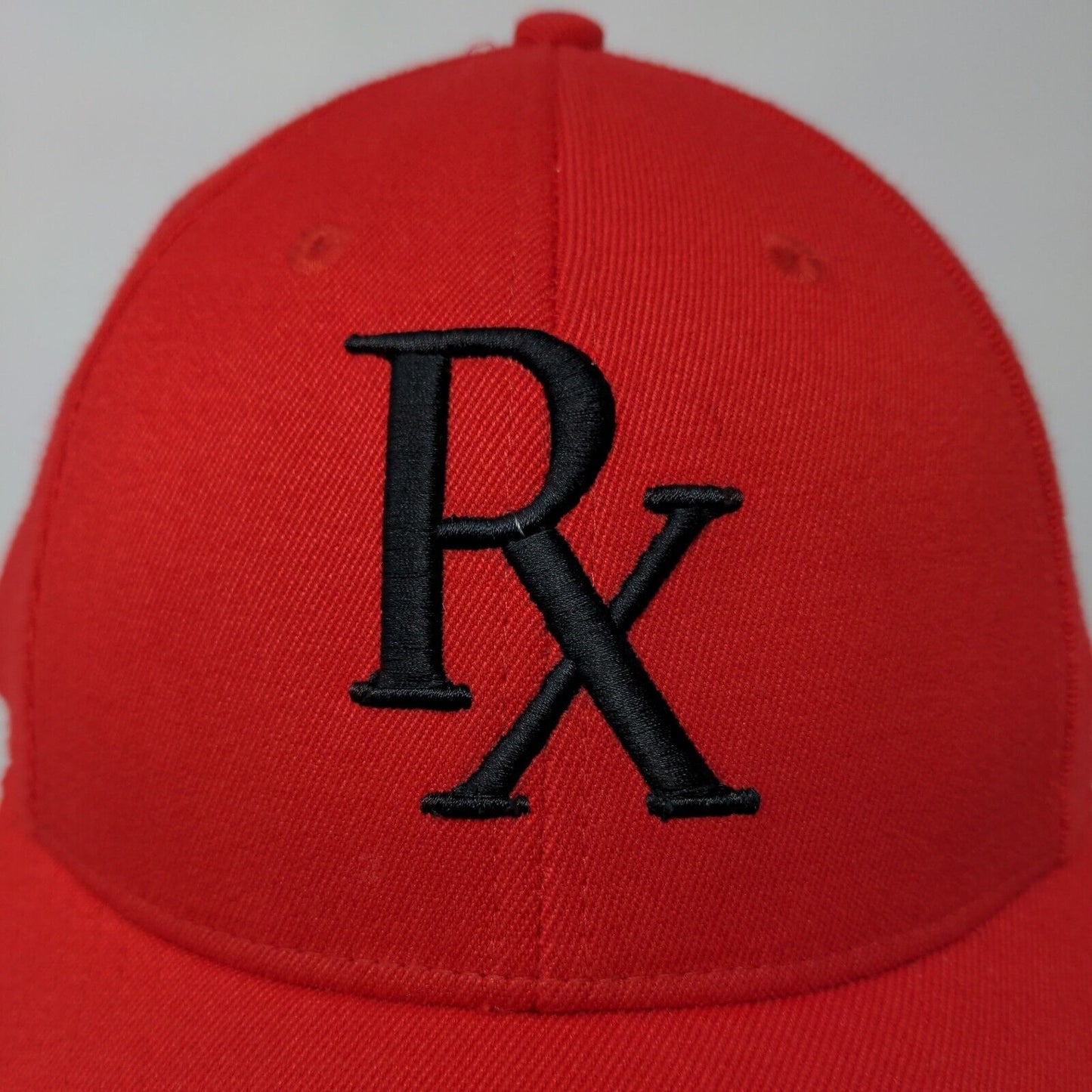 Rx Fitted Hat Red Large/XL Nu-Fit Embroidered Solid 6 Panel KC Caps