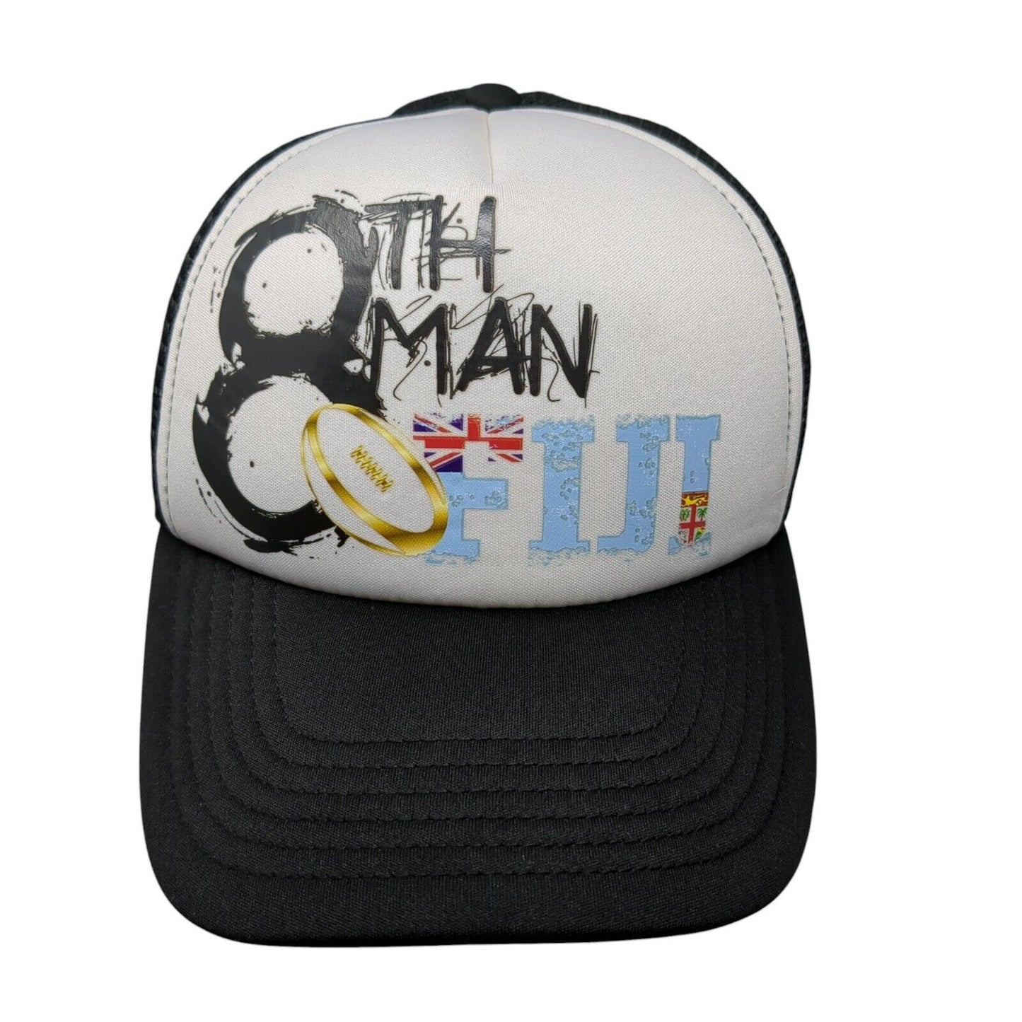 8th Man Fiji Snapback Mesh Back Trucker Hat Black OSFA Colorblock