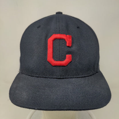 New Era Men's Fitted Hat Blue Size 7 3/8 Cleveland Indians Embroidered Logo