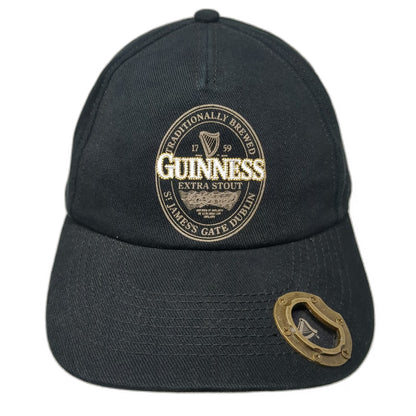 Guinness 5 Panel Black One Size Bottle Opener Brim Stout St James Gate Hat