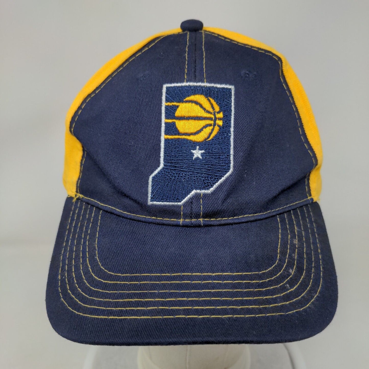 NBA Indiana Pacers Strapback Hat Blue Yellow Embroidered Logo Main Gate