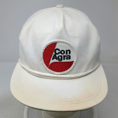 ConAgra 5 Panel White Hat Vintage Slideback Rope Trim Green Underbrim Patch