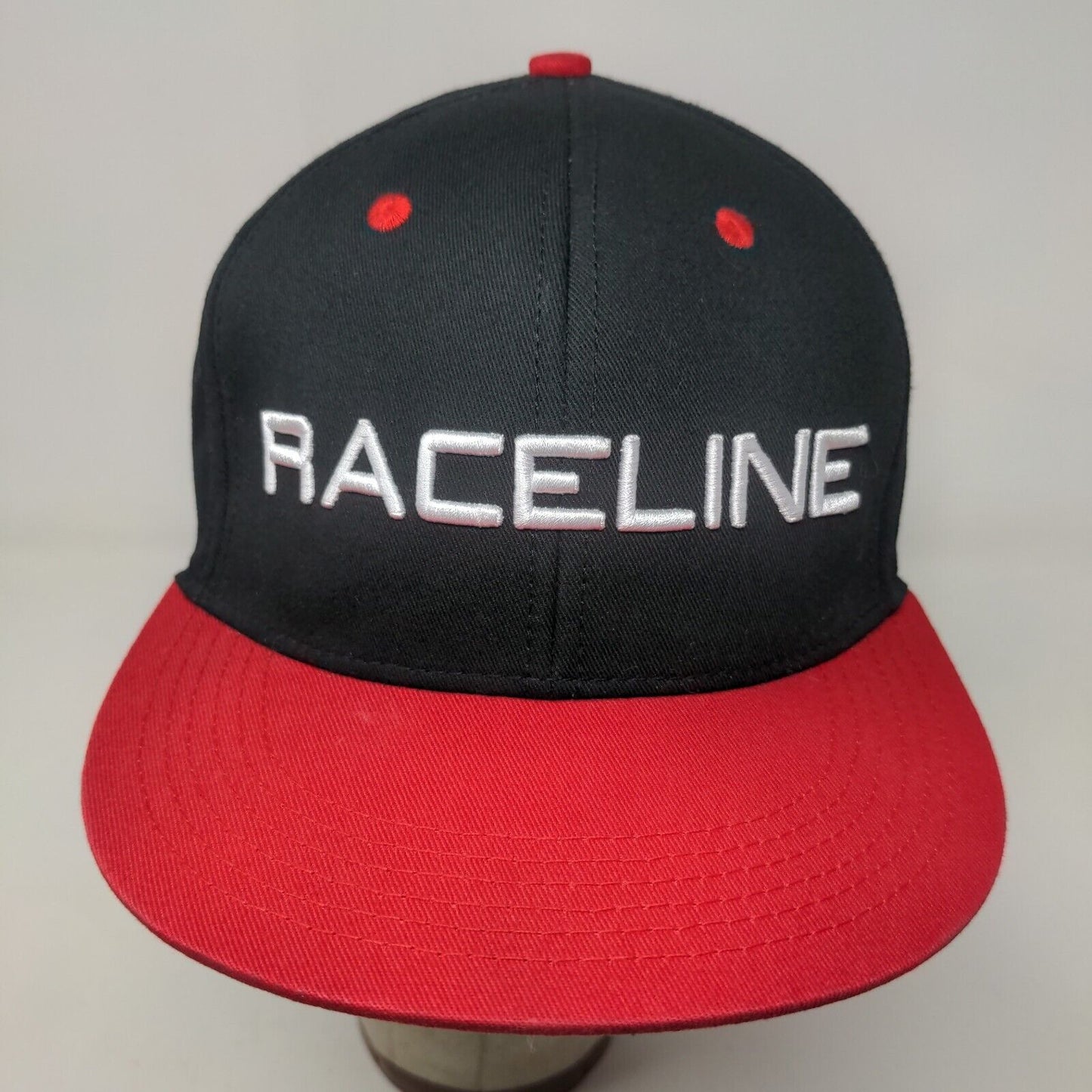Raceline Wheel Men's Snapback Hat Red Black Adjustable Embroidered Logo