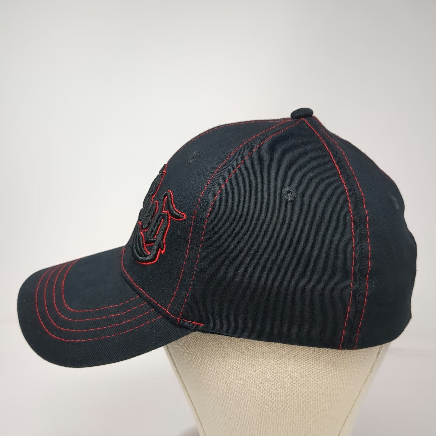 Sick Boy Baseball Cap Black Red XL Fitted Hat Contrast Stitching Gothic Logo