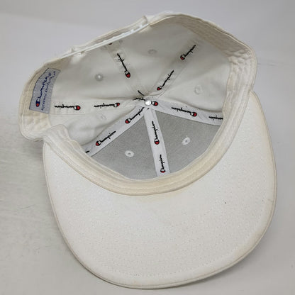 Champion Snapback White One Size Embroidered Logo Cotton Athletic Sport Hat