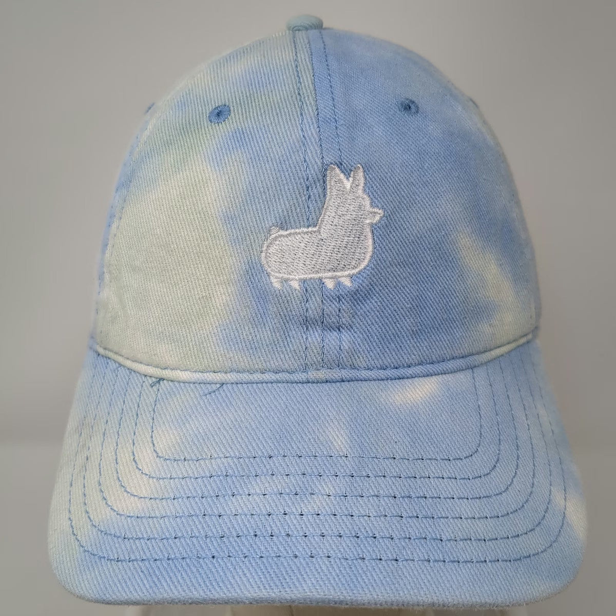 Sportsman Baseball Cap Blue One Size Tie Dye Corgi Dog Embroidered Cotton Hat