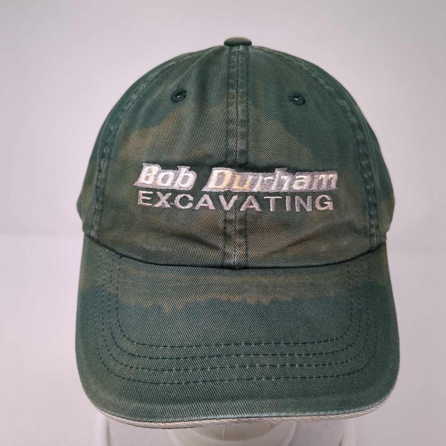 Bob Durham Excavating Strapback Hat Green One Size Solid Adjustable