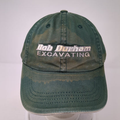 Bob Durham Excavating Strapback Hat Green One Size Solid Adjustable