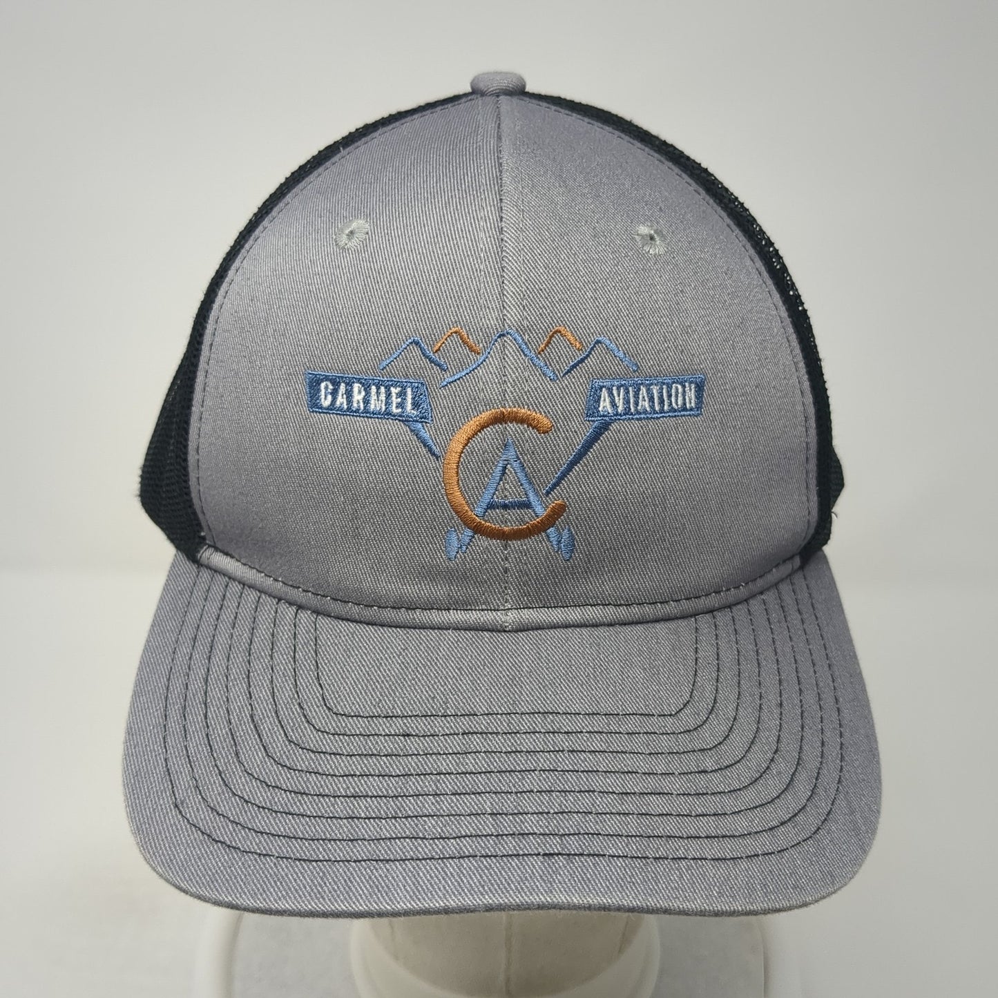 Carmel Aviation Trucker Hat Gray One Size Adjustable Mesh Back Port Authority