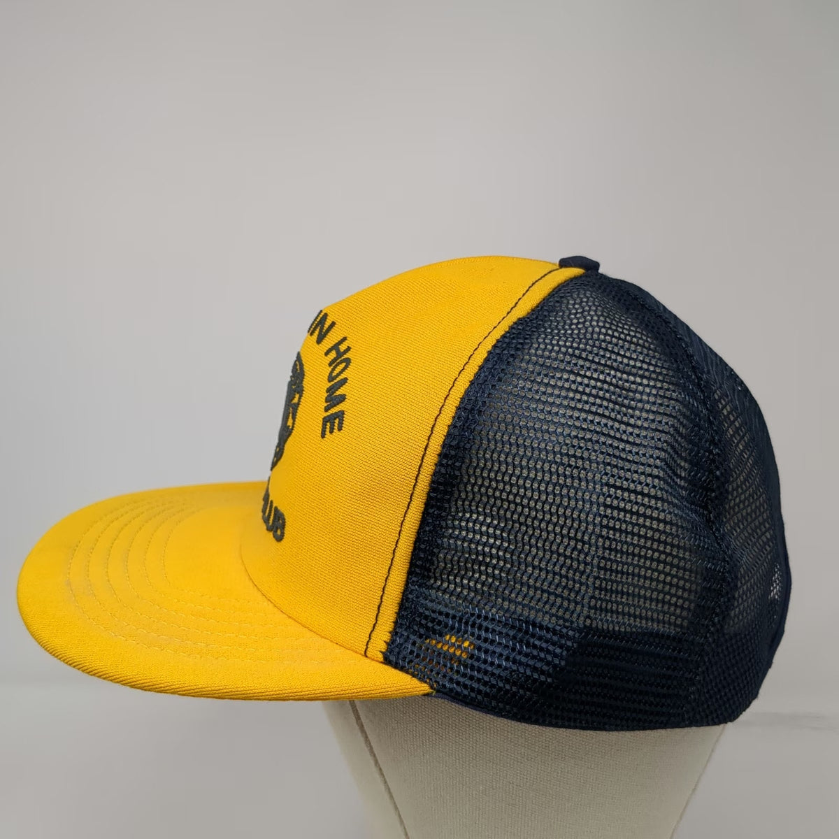 Stylemaster Trucker Hat Yellow Blue 7 5/8 Mountain Home Lions Club Vintage USA