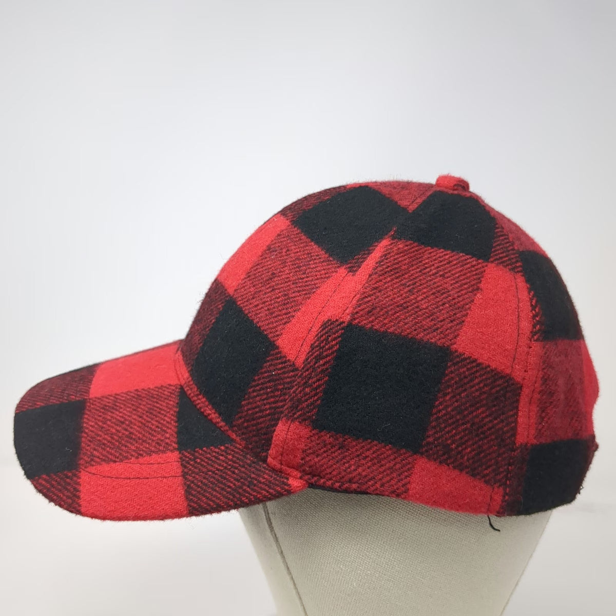 Baseball Cap Red One Size Buffalo Plaid Checkered Strapback Hat