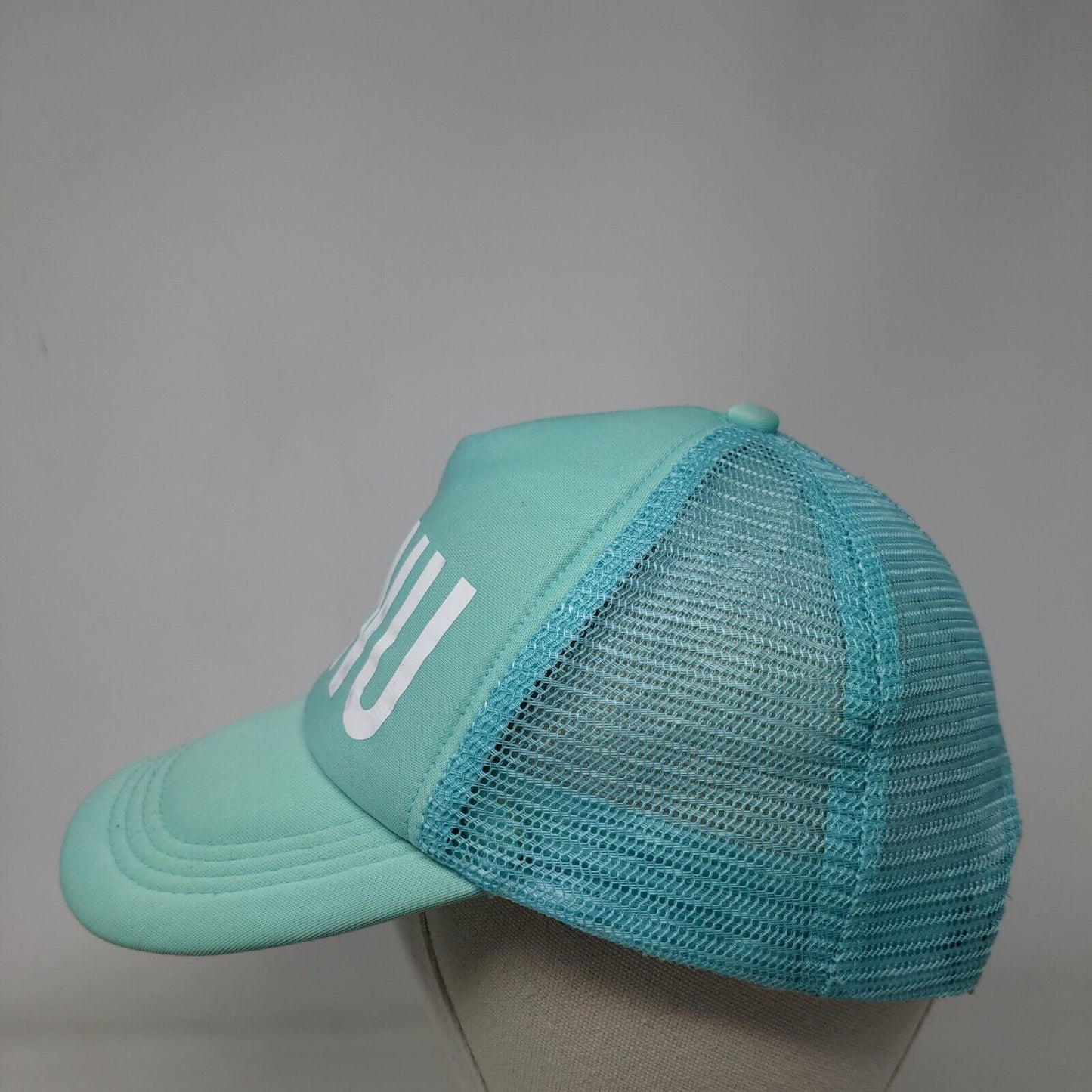 MANU Snapback Mesh Back Trucker Hat Greenish-Blue One Size Adjustable