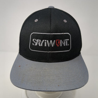 Say I Won't Snapback Hat Black One Size Embroidered Colorblock Yupoong