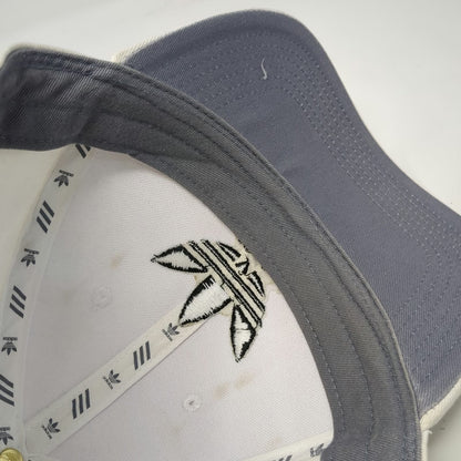 Adidas Snapback Hat White One Size Trefoil Logo Embroidered 6 Panel Cap Strap