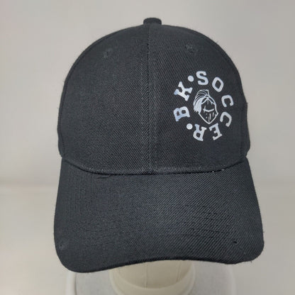 BK Soccer Strapback Hat Black One Size Adjustable Vented Holes 6 Panel