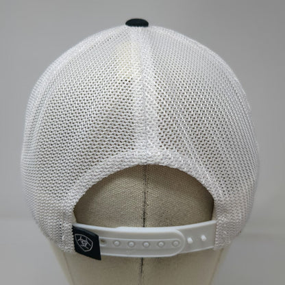 Ariat Trucker Hat Black White Yellow One Size Mesh Snapback Work Logo Patch