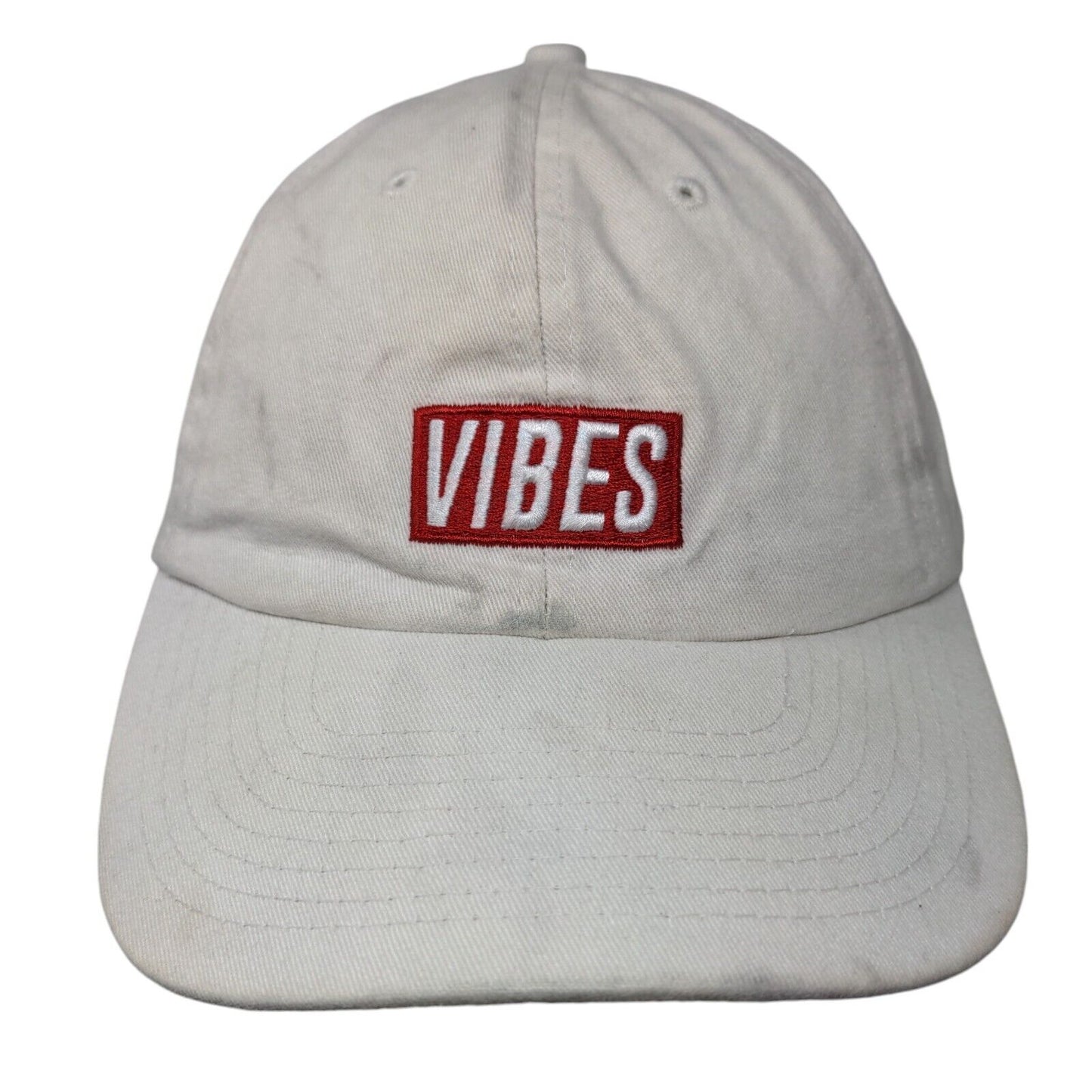 VIBES Slideback Hat Cream One Size Adjustable Embroidered 6 Panel Cotton