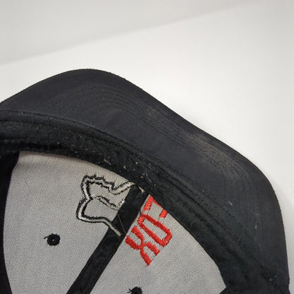 Fox Snapback Hat Black One Size Adjustable Embroidered 6 Panel Polyester