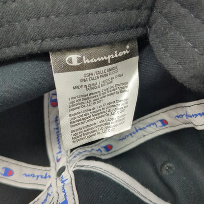 Champion 5 Panel Black One Size Slideback Cotton Embroidered Side Logo Hat