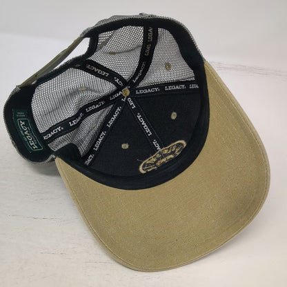 Legacy Trucker Hat Blue Beige One Size Big Sky Montana Bear Patch Mesh Back