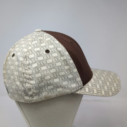 Billabong Baseball Cap Brown White One Size Flexfit All Over Print Wave Logo Hat