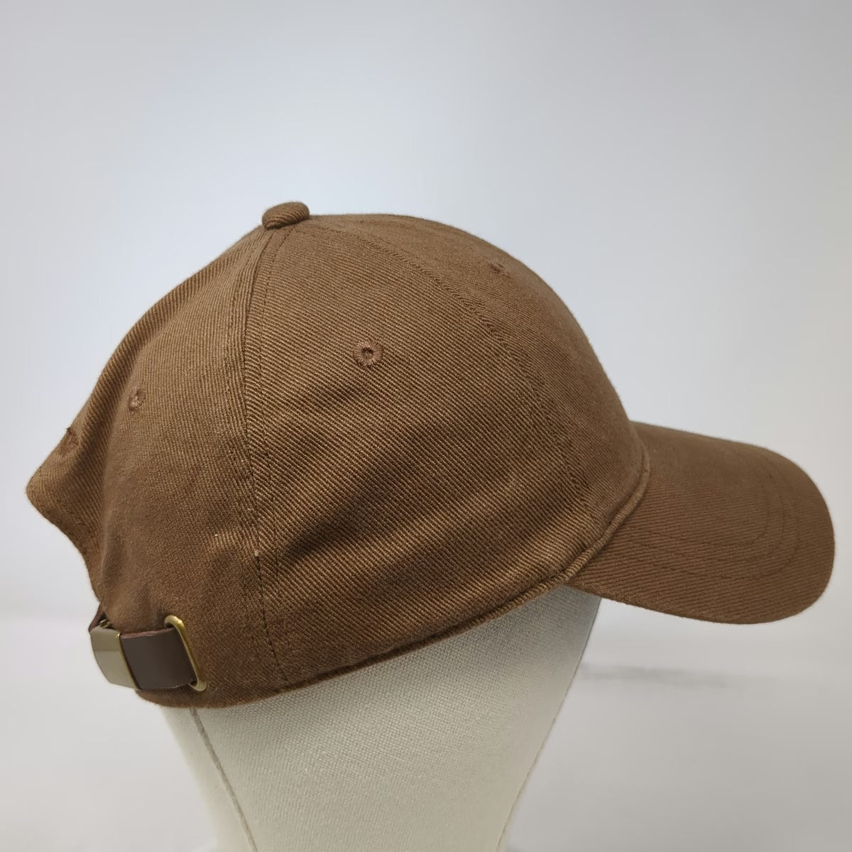 J.Crew Baseball Cap Brown One Size Leather Strapback Hat Cotton 6-Panel Solid