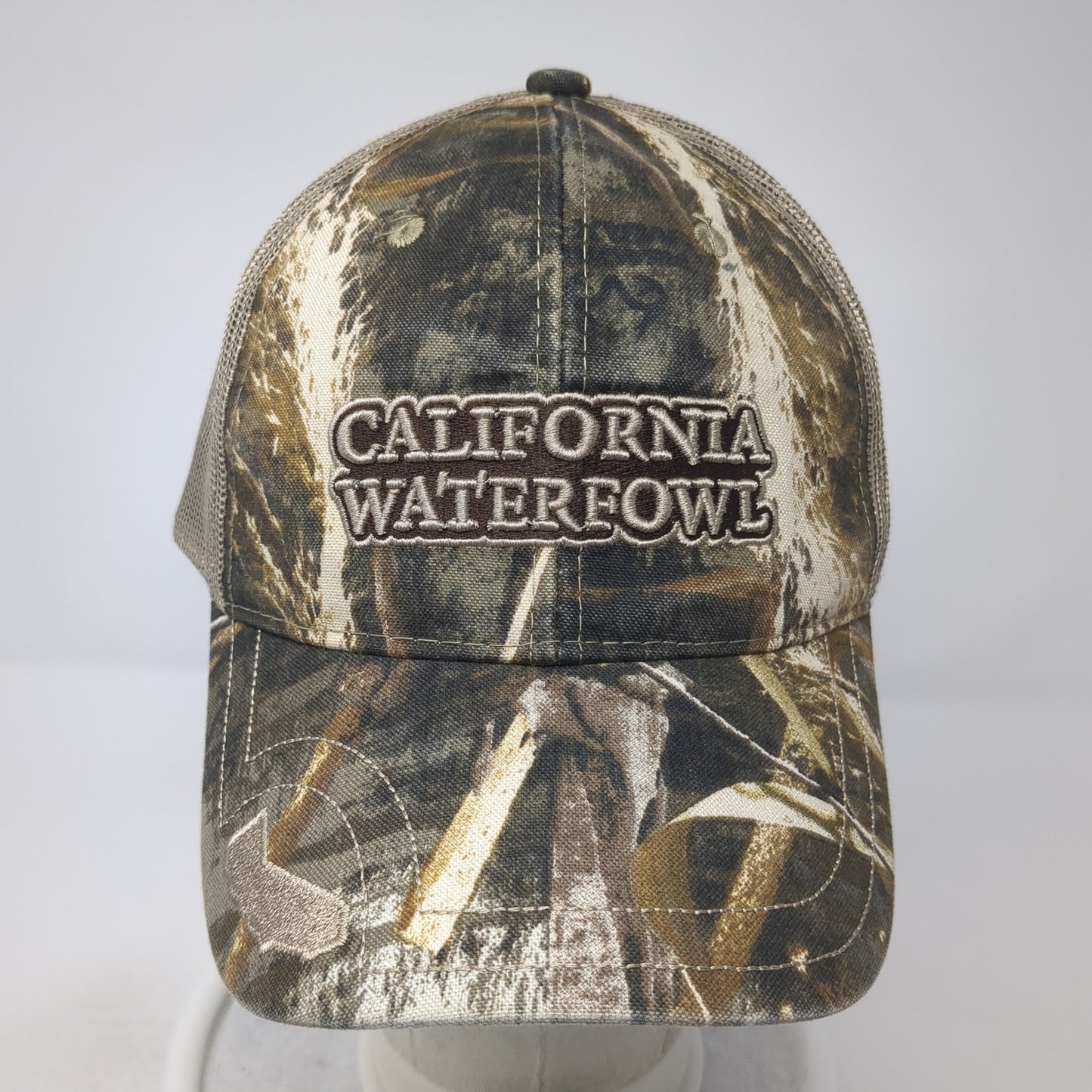 California Waterfowl Strapback Trucker Hat Multi Camo One Size Mesh Back