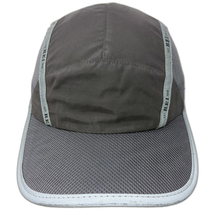 REI Baseball Cap Gray One Size Reflective Trim Mesh Panels Strapback Running Hat