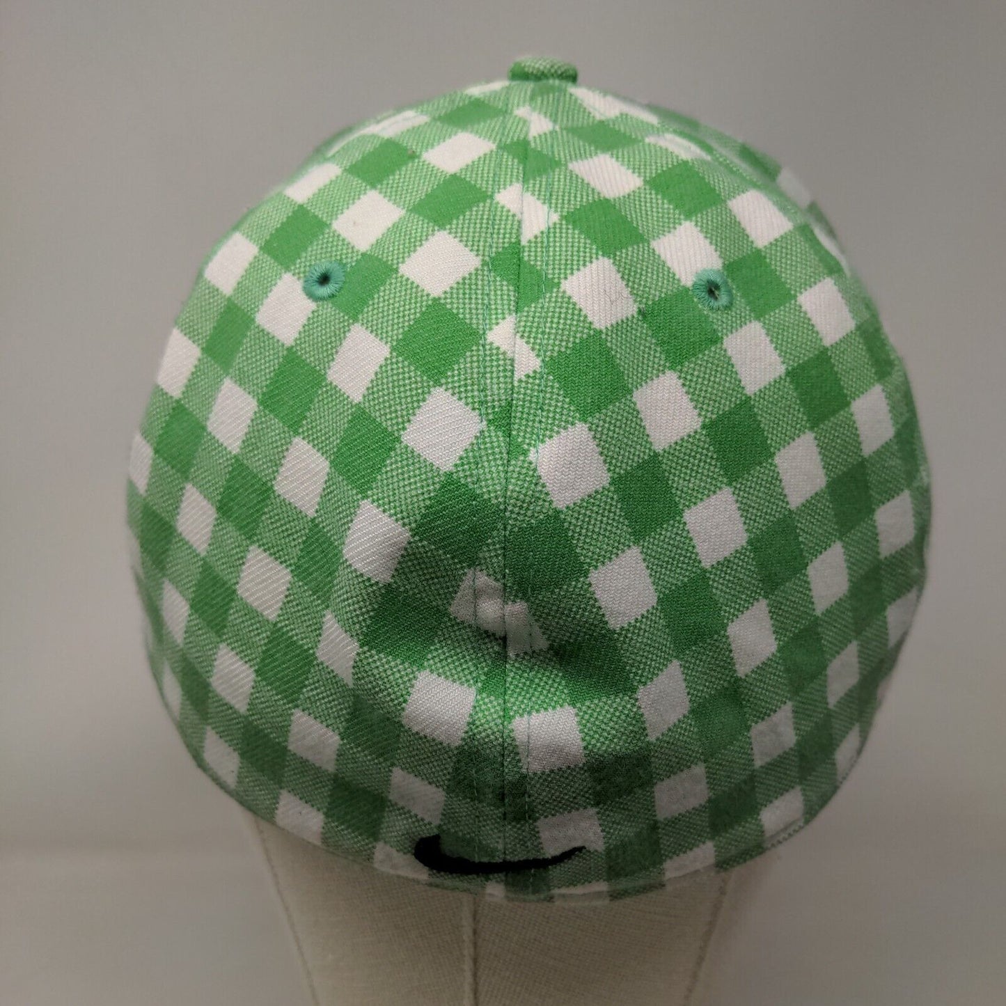 Nike Golf Fitted Hat Green Large/XL Plaid Check 6 Panel Vent Holes