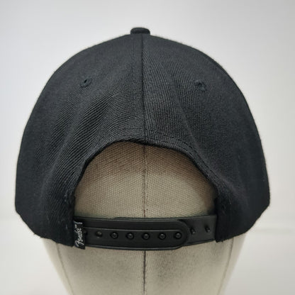 Fender Snapback Hat Black One Size Flat Brim Embroidered Logo Music Gear