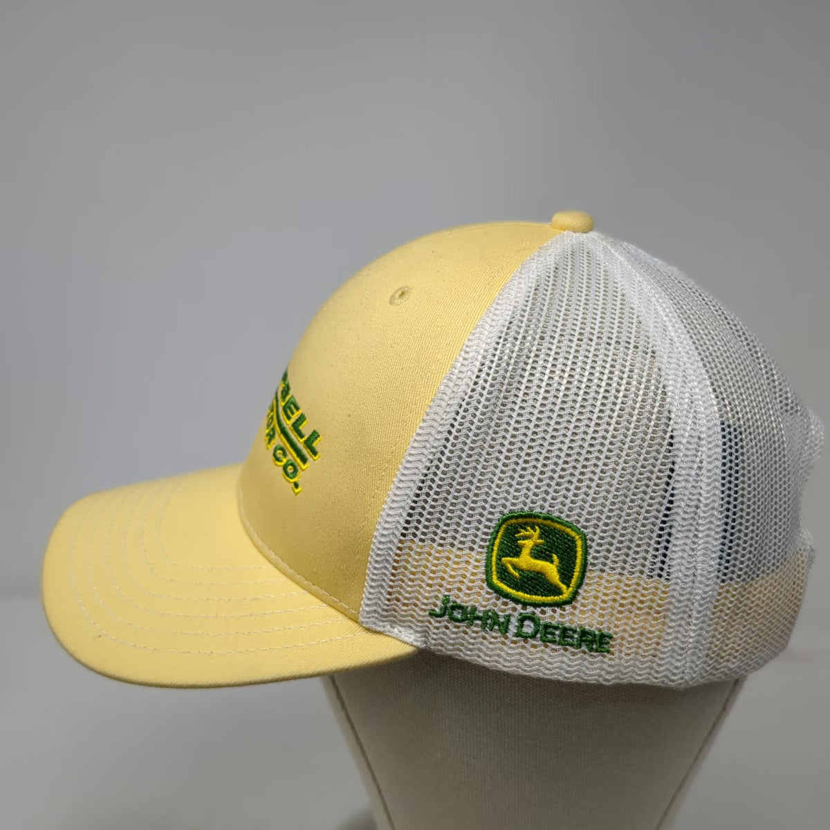 John Deere Trucker Hat Yellow White One Size Campbell Tractor Co Mesh Snapback