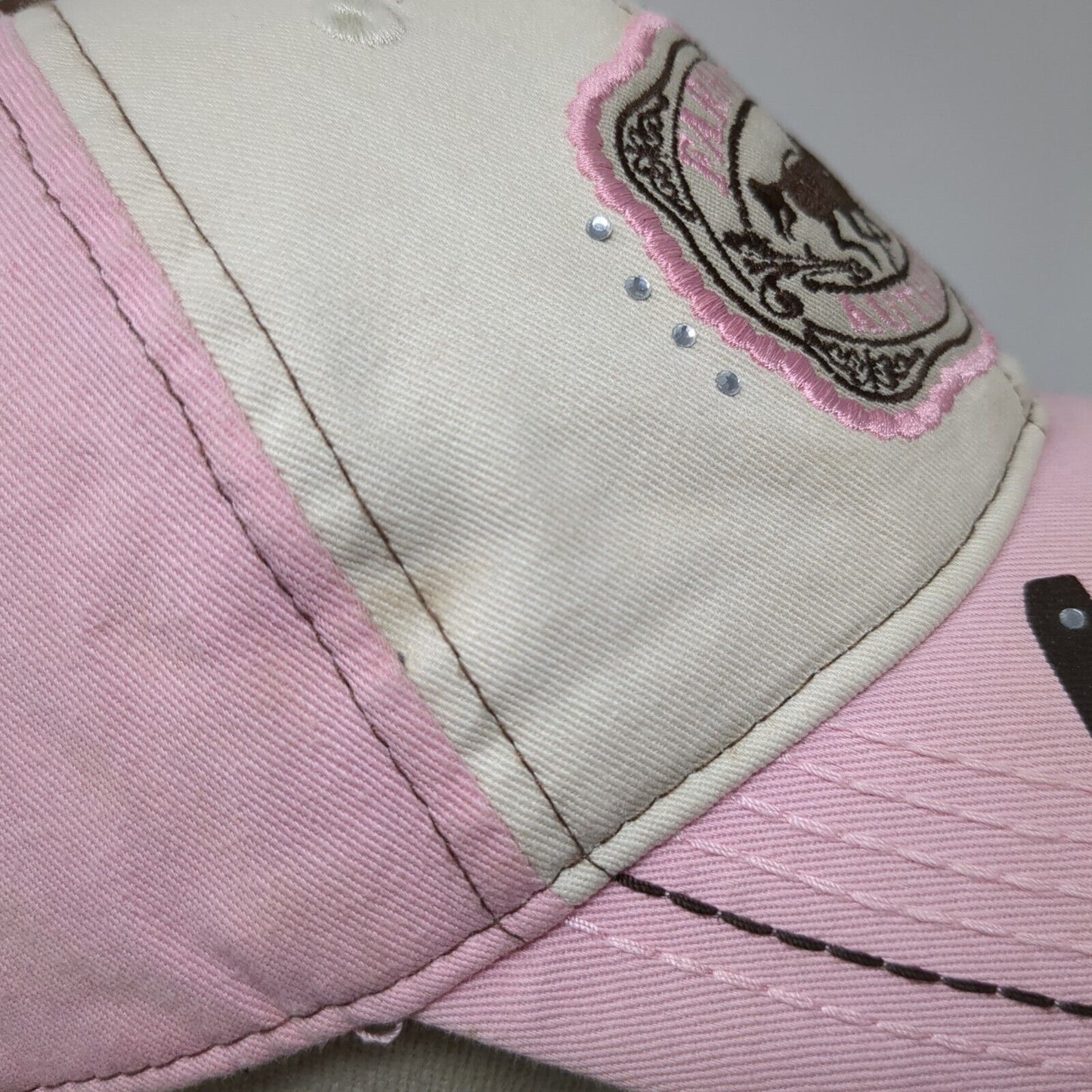 Farm Girl Authentic Strapback Hat Pink OSFA Embroidered Knee Dip & Lovin' It