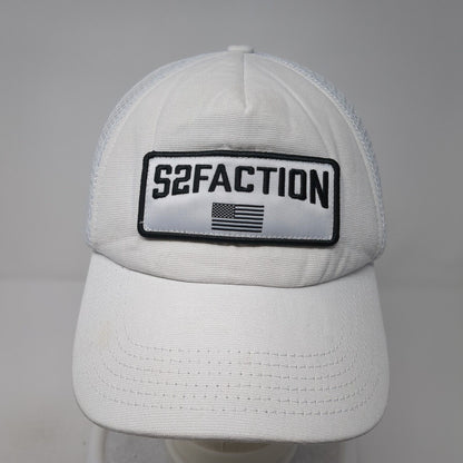 S2faction USA Flag Patch Snapback Trucker Hat White One Size Mesh Back