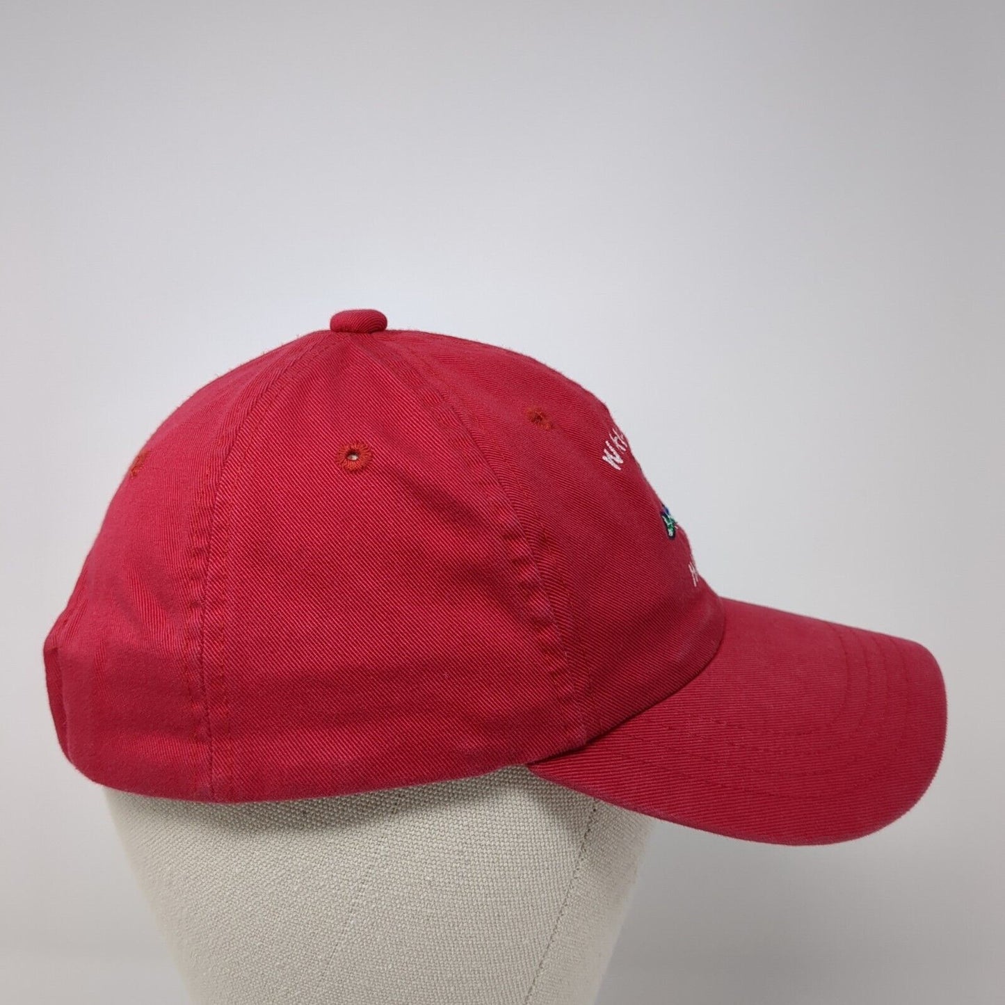 Waikola Hawaii Strapback Hat Red One Size Adjustable Embroidered Ouray Cotton