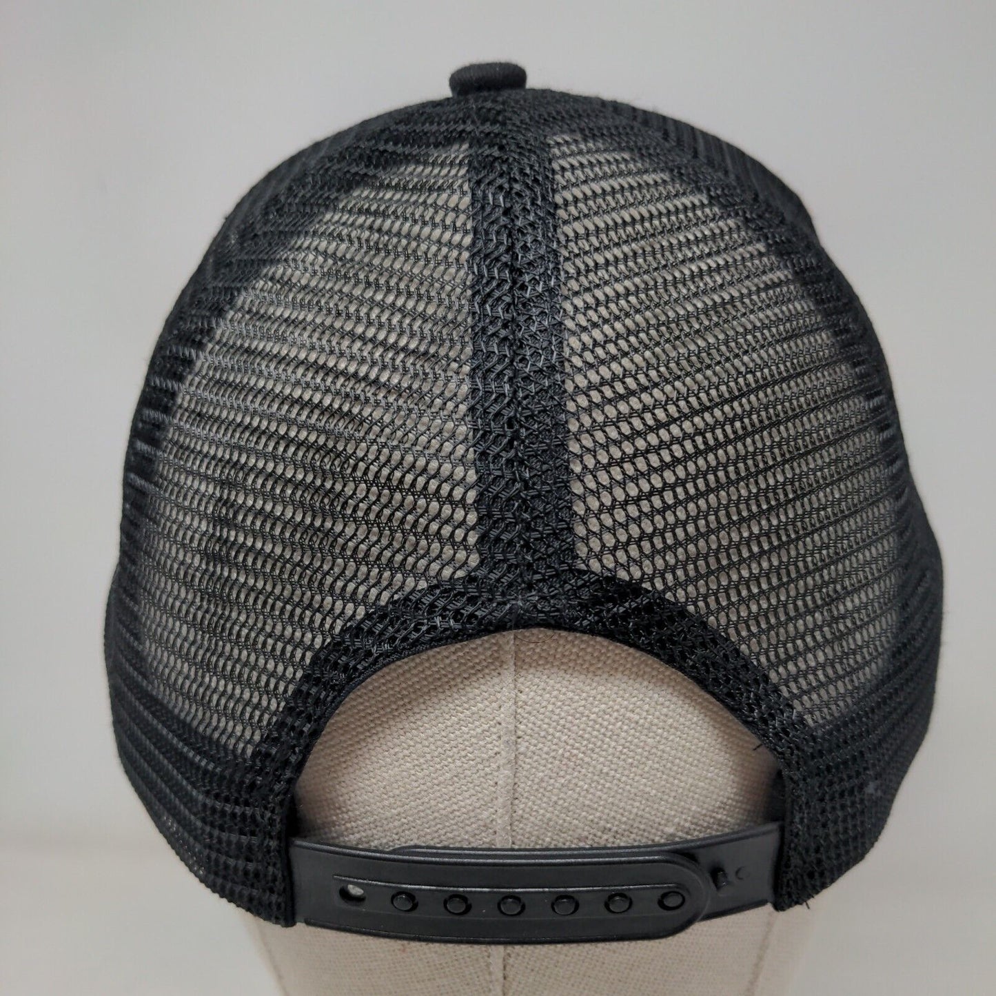 Mary Eddy's Snapback Mesh Back Trucker Hat Black One Size Embroidered