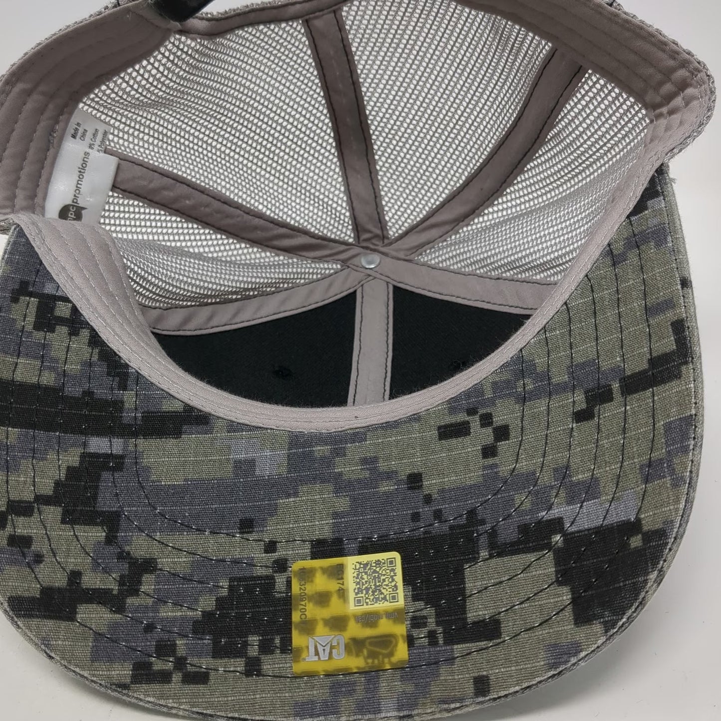CAT Baseball Cap Gray One Size Digital Camo Mesh Back Snapback Embroidery Hat
