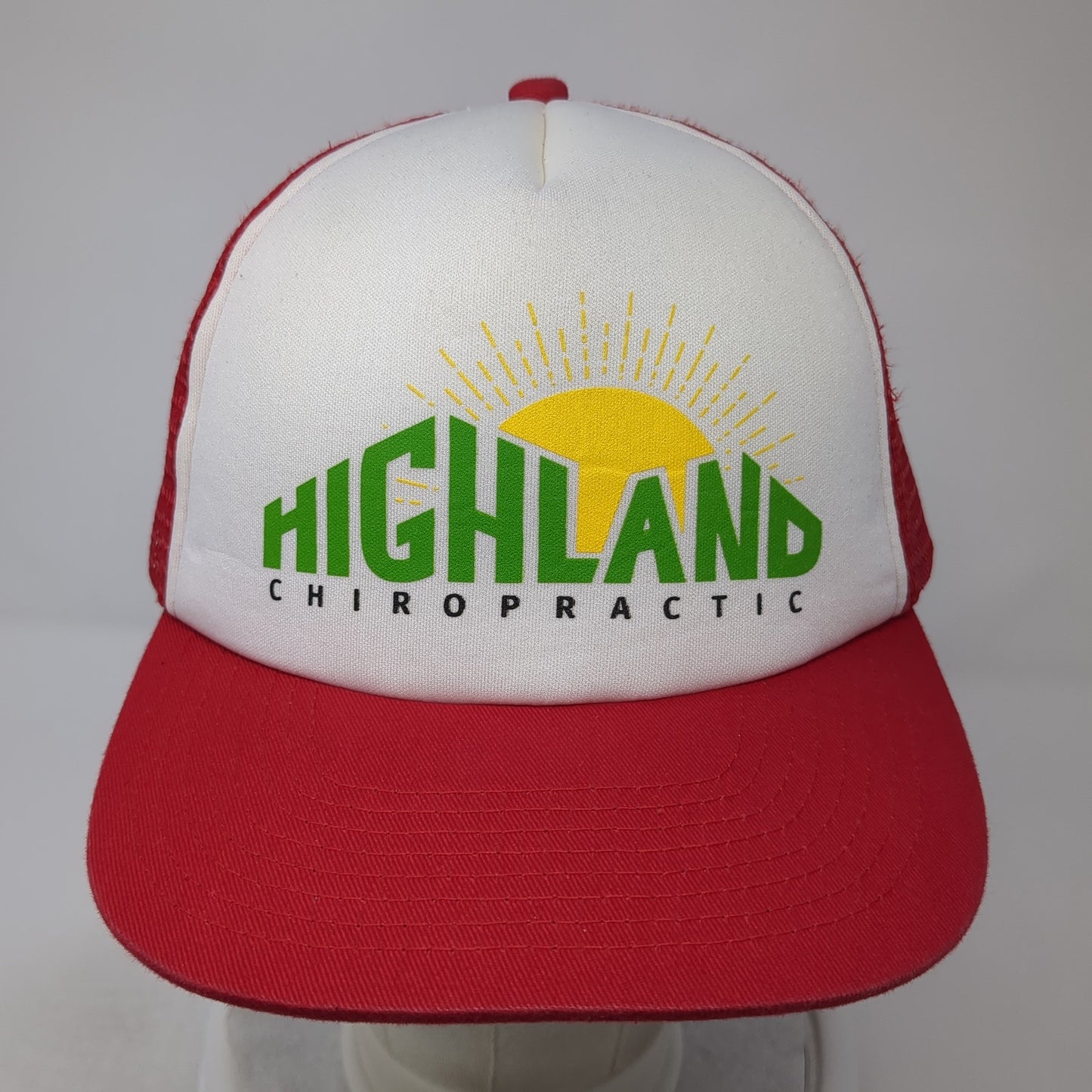 Highland Chiropractic Snapback Mesh Back Trucker Hat Red One Size Adjustable