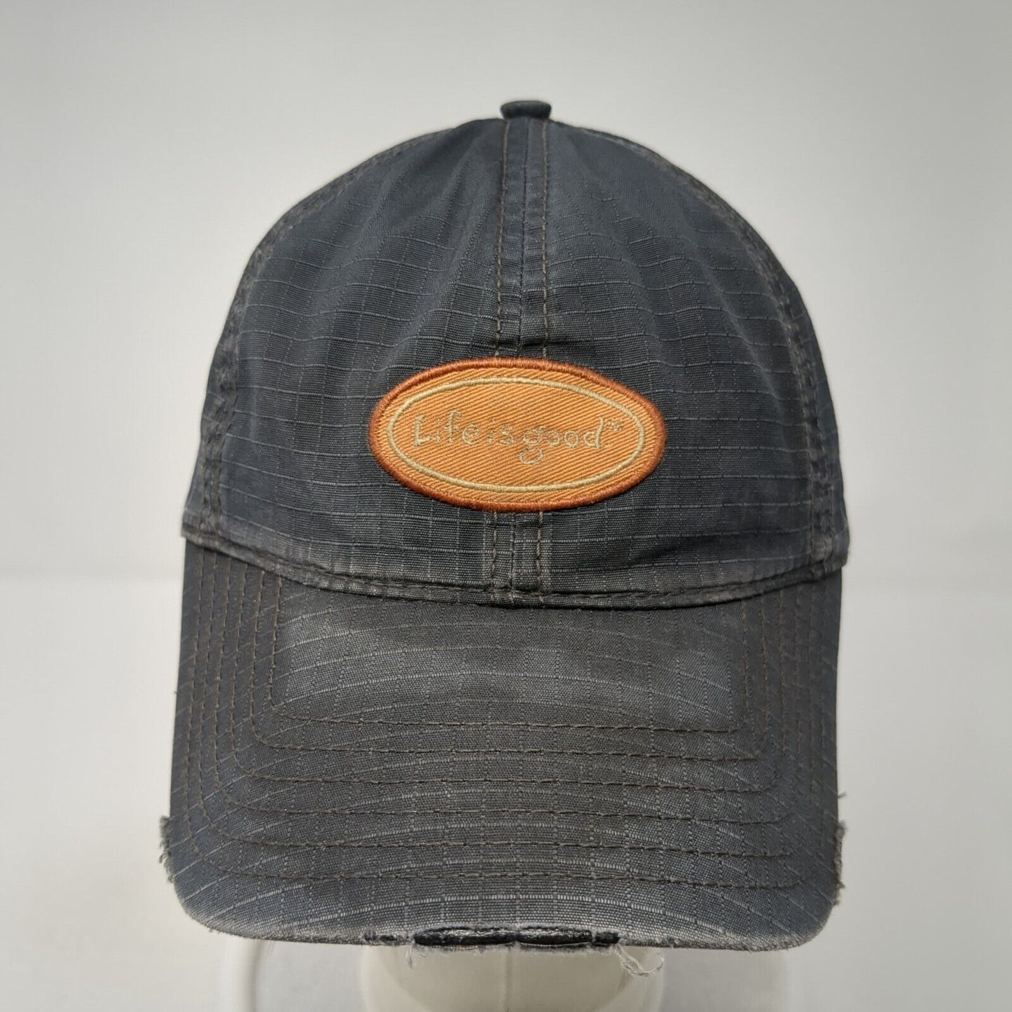 Life Is Good Patch Strapback Hat Gray One Size Adjustable 6 Panel