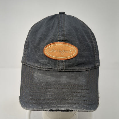 Life Is Good Patch Strapback Hat Gray One Size Adjustable 6 Panel