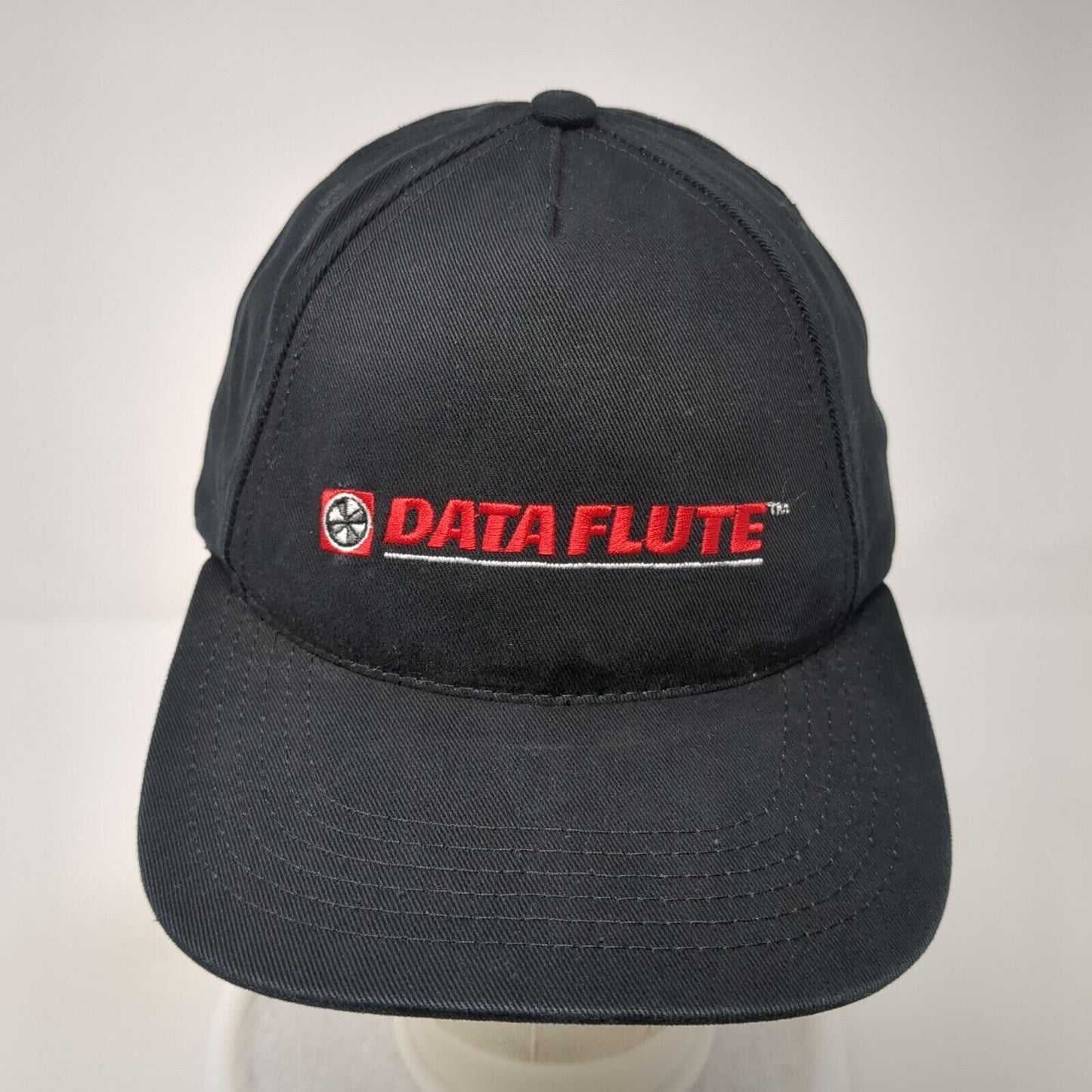 Data Flute Strapback Hat Black One Size Adjustable Embroidered Graffiti