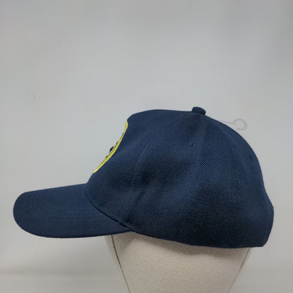 Emoji Flushed Face Snapback Hat Blue One Size Adjustable Embroidered Emoticon