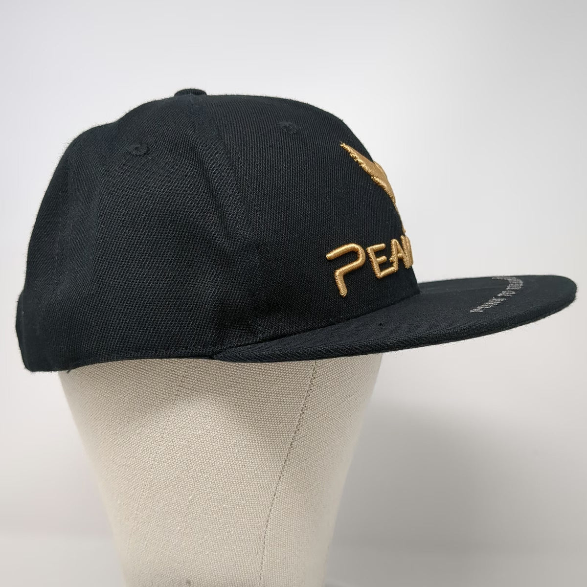 PeakBar Snapback Hat Black One Size Gold Silver Logo Flat Brim Peak Last Drop