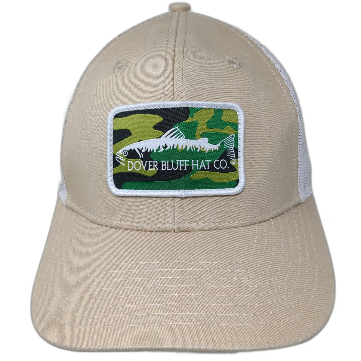 Dover Bluff Hat Co. Trucker Hat Brown One Size Mesh Back Fish Patch Snapback