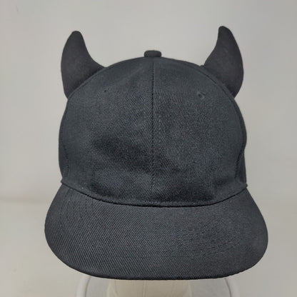 Unbranded Snapback Hat Black One Size Adjustable Devil Horn Vented Holes Blank