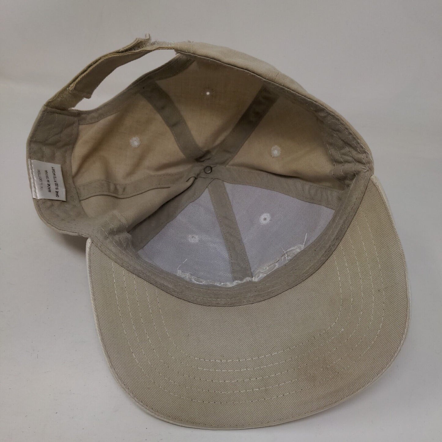 Cameron Strapback Hat Tan OSFM Embroidered Adjustable Vent Holes