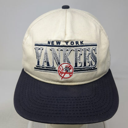 New York Yankees MLB New Era 5 Panel Hat Beige Blue One Size Snapback Cotton